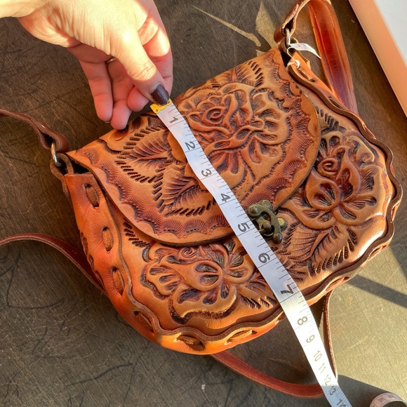 Authentic 100% Leather handmade in Mexico printed satchel Bag - Picture 7 of 8